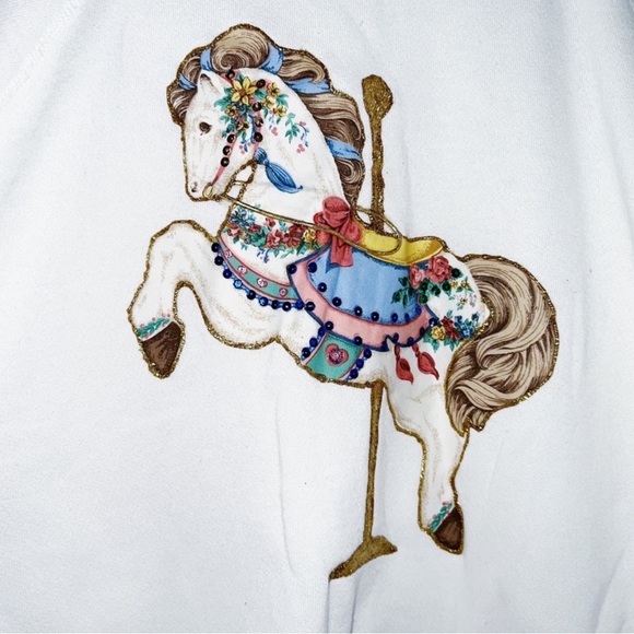 Vintage 90s Mom Sweater Horse Jeweled Size Extra Large - Picture 3 of 7